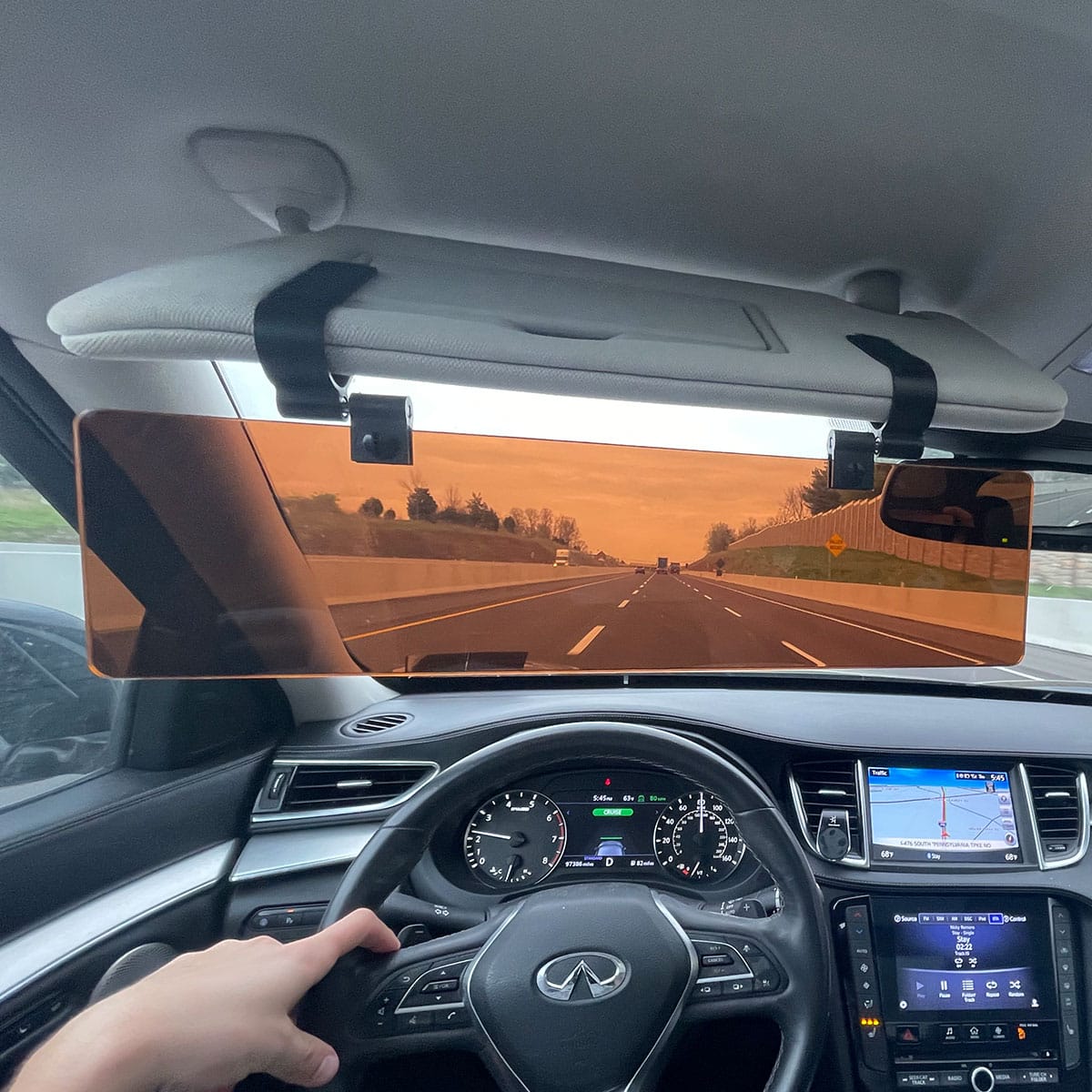 thumbnail image 2 of Car Sun Visor Extension Clip-On Glare Reducer – Tinted Perspex With Slider Panel (Black) 2 of 3