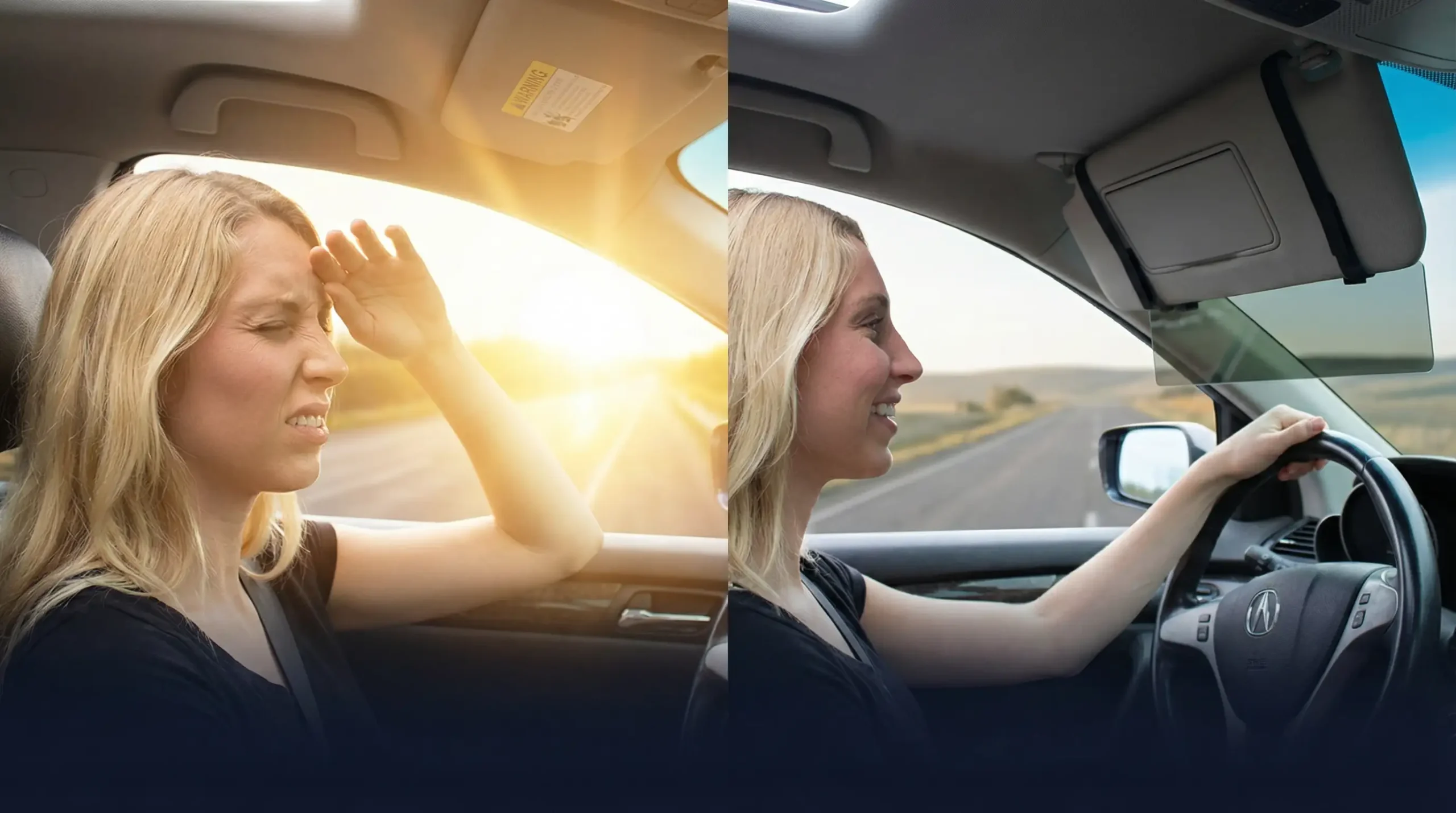 Before and after comparison showing reduced glare with Glare Guard